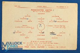 1944/45 Manchester Utd v Chesterfield War Cup North s/f 1st leg single sheet match programme 5 May