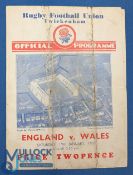 1935 England v Wales Rugby Programme: Card, some wear and folds hence…