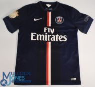 Paris St Germain 2014 home football shirt 'Sylvain 30' to reverse, Nike, Fly-Emirates, blue,