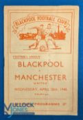 1947/48 Blackpool v Manchester Utd Div. 1 match programme 28 April 1948 kick-off 6pm (4 days after