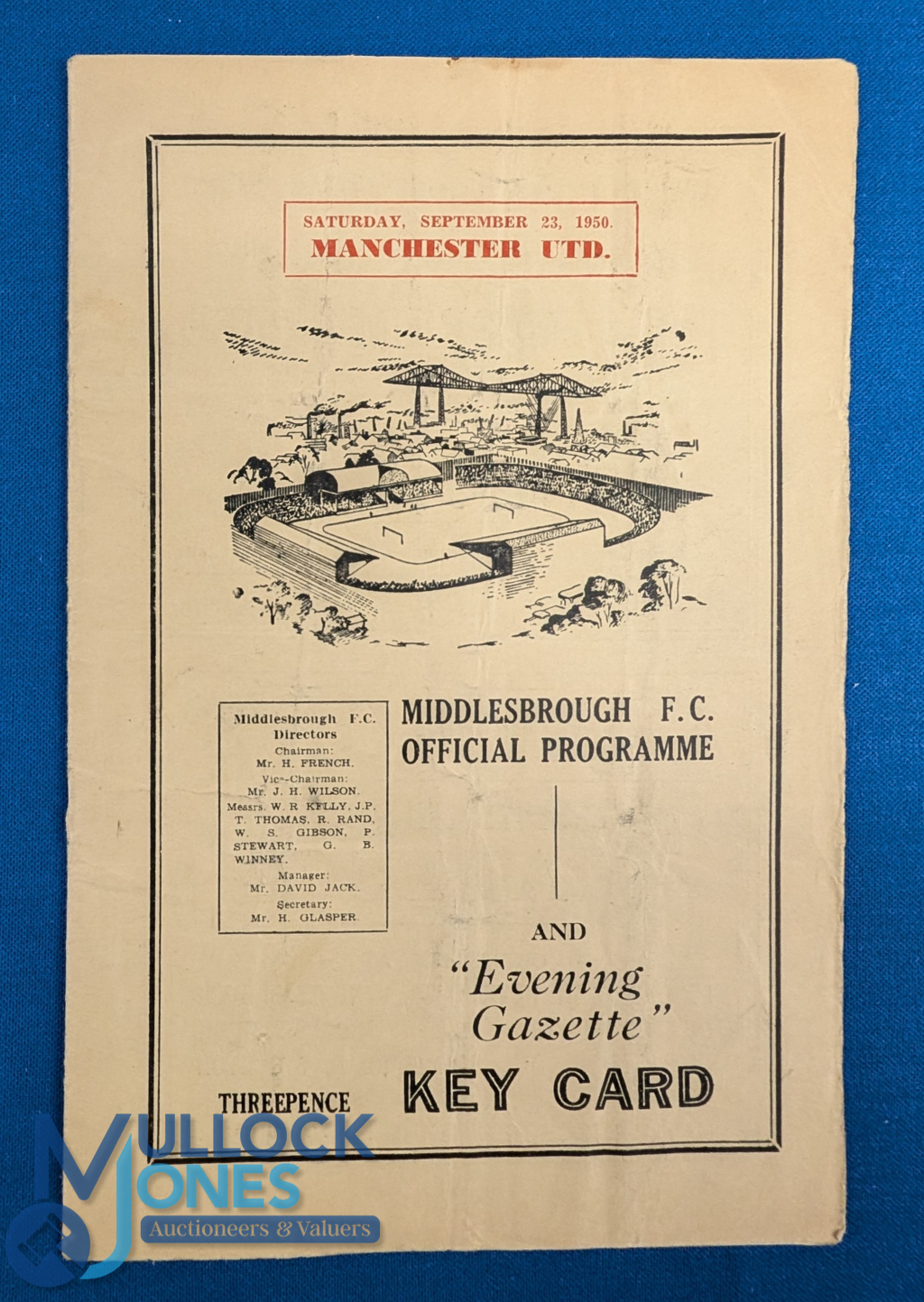 1950/51 Middlesbrough v Manchester Utd Div. 1 match programme23 September 1950 at Ayersome Park;