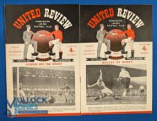 1952/53 Manchester Utd v Stoke City match programme (11 October 1952), Wolves (21 February 1952),