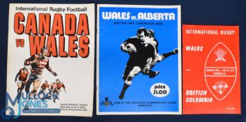 1973 Signed Wales in Canada Rugby Programmes (3): John Bevan of Wales & the Lions has signed all