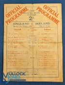 1929 England v Ireland Rugby Programme: Folded & marked to front teams page but entire & worth