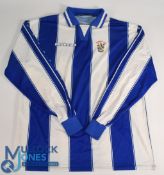 Newquay AFC c1990s away football shirt ProStar, in blue and white, long sleeve, size XL