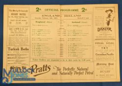 1927 England v Ireland Rugby Programme: Standard large foldout issue, G for age