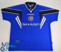 Manchester United 1996 third strip football shirt Umbro, Sharp, in blue, short sleeve, size XXL