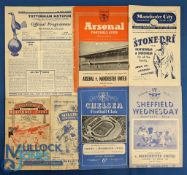 1952/53 Selection of Manchester Utd away match programmes Chelsea, Liverpool (tear to cover, paper