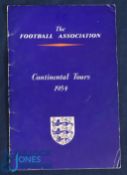 1954 The FA Itinerary Continental Tours to Europe with arrangements for travel and accommodation