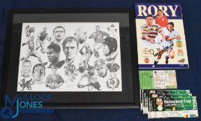 Rugby Memorabilia from Lewis Moody (6): Large m, f & g, 41cm x 25cm pencil portraits print of