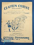 Pre-War 1933/1934 Clapton Orient v Motherwell friendly match programme 26 April 1934 large issue;