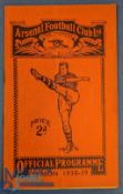 1938/39 Arsenal v Everton football programme 10 Sep, folds apparent, o/w G overall