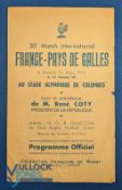 Scarce 1955 France v Wales Rugby Programme: A tad browned and with slight edge 'nibbles', but good