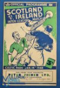 1948 Scotland v Ireland International League match programme 14 January 1948 at Celtic Park;
