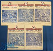 1950, 1951, 1953 & 1954 England Rugby Final Trial Programmes (4): Twickers 4pp cards, some marks/