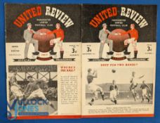 1950/51 Manchester Utd home league match programmes Blackpool (2 September), Everton (17 March);