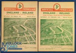 1950 & 52 England v Ireland Rugby Programmes (2): Pair from Irish games at HQ, both G/VG, the latter
