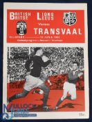 1968 British & I Lions v Transvaal Rugby Programme: Large detailed 32pp issue from Ellis Park.