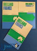 1969, 71 & 73 Ireland v France Rugby Programmes (3): A trio of the full, fine Dublin programmes. VG