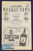 1951 Australia v England, the fifth and final test, Weekly Soccer News match programme 21 July