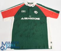 Early 2000s Leicester RFC Signed Jersey: Splendid unnumbered fully officially logoed short-sleeved