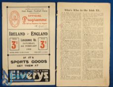 1934 & 36 Ireland v England Rugby Programmes (2): The first G but lacking covers, the second