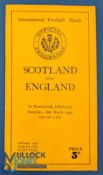1939 Scotland v England Rugby Programme: Traditional slim orange Scots issue from Murrayfield's last