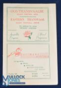 Scarce 1962 British & Irish Lions Rugby Programme: v Eastern Transvaal at Springs, quirky old-