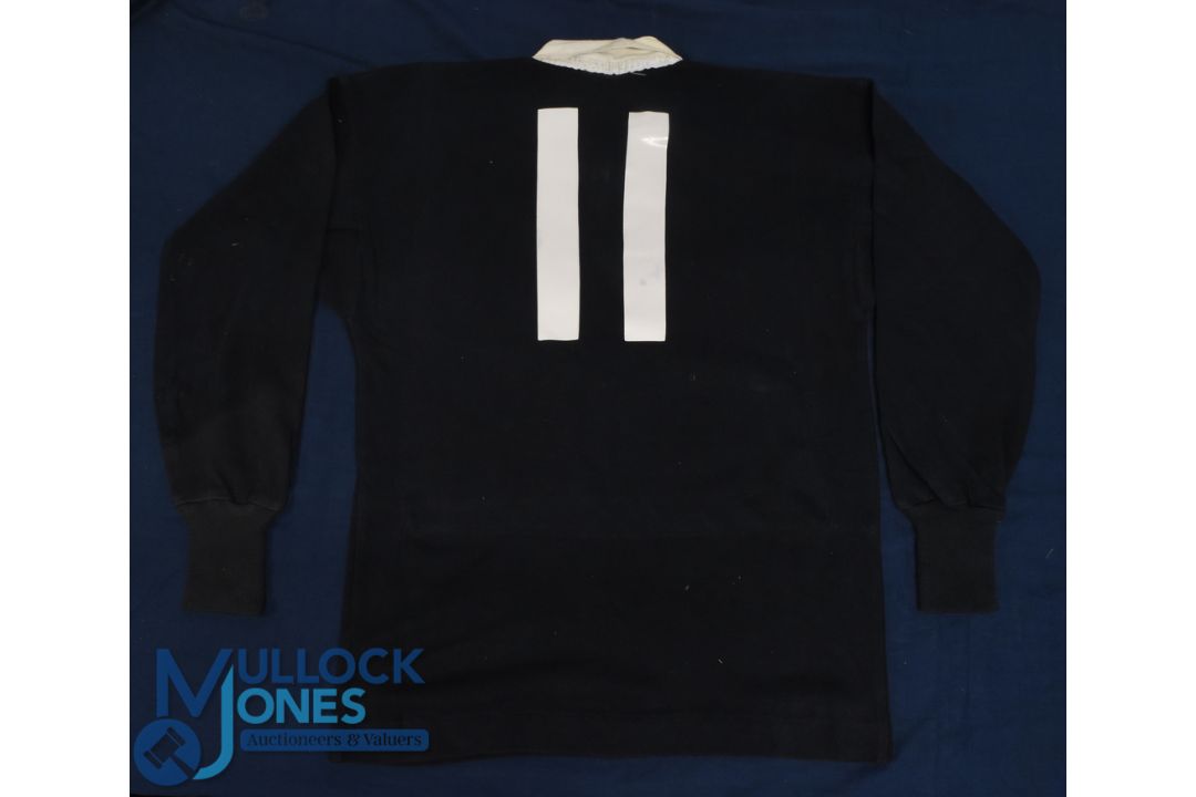 1983 Bernie Fraser's Match worn NZ All Blacks Rugby Jersey: Classic unadorned black, silver fern - Image 2 of 2