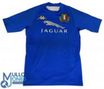 Italy Rugby Jersey: 'Jaguar' - sponsored match worn blue official issue, fully logoed, No.7.