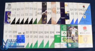 England Home/Away Rugby Programmes 1958-2000 (32): Homes v NZ 1964, 67, 73, 78 and 79; v S Africa