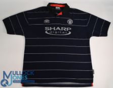 Manchester United 1999 (Treble Winning) away football shirt Umbro, Sharp Digital, blue and grey,