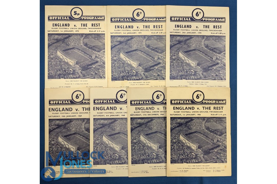 1966 & 68-72 England Rugby Final Trial Programmes (7): For 1966 both the January & December issues