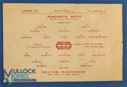 1945/46 Iconic fixture (see below) Manchester Utd v Bolton Wanderers single sheet match programme 27