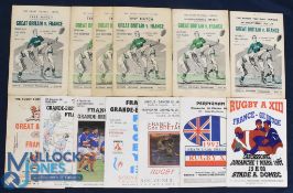 1957-93 GB and France H & A Rugby League Programmes (11): In GB, Apr & Nov 1959, 61 & 67; in France,