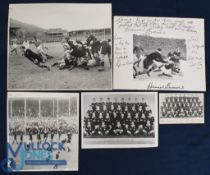 1949 NZ All Blacks Rugby Tour to S Africa Photos, One Signed (5): Large and small photographs of the