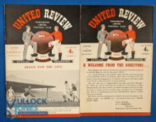 1952/53 Manchester Utd v Chelsea match programme (23 August 1952), Portsmouth (17 January 1953);