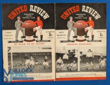 1950/51 Manchester Utd Div. 1 home programmes Wolves, Stoke City (tiny corner nick); fair/good. (2)