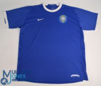 Brazil International 2006 away football shirt Nike, five stars above badge, in blue, short sleeve,
