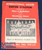 1960 American/Canadian Tour Heart of Midlothian v Manchester Utd match programme 28 May 1960 at