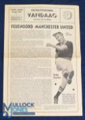 Large Voetbal programma Vandaag 4 page edition Feyenoord v Manchester Utd 28 April 1959, Bobby
