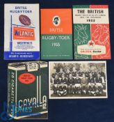 1955 British & I Lions in SA Rugby Itineraries & 'Bok Photo (5): Four different attractive folded