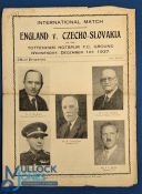 1937 England v Czechoslovakia international match programme at Tottenham Hotspur 1st December