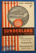 1955/56 Sunderland v Manchester Utd match programme 14 April 1956; fair/good. (1)