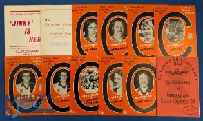 Selection of Clydebank FC home match programmes 1970/71 Dundee Utd (Scottish Cup), 1971/72 Celtic (