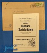 1956 Denmark v Soviet Union match programme 1st July 1956 in Copenhagen, has accompanying envelope
