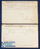 Pre-WW1 Manchester United Football Club Ltd player selection card for the home match v Bury