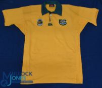 1992 David Campese's Match worn Australia Rugby Jersey: His gold & green Wallaby issue from 1992,