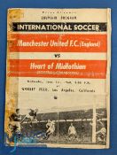 1960 American Tour match programme Manchester Utd v Heart of Midlothian challenge match programme at