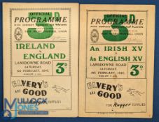 Ireland v England Rugby Programmes (2): The 'Victory' Match of 1946, a little worn but